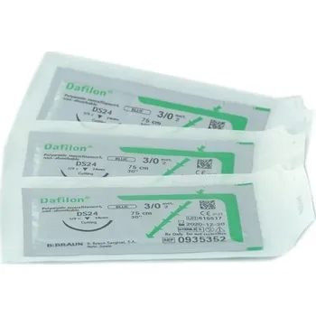Chirurgická jehla B. Braun Medical Šicí materiál Dafilon 75cm - nevstřebatelný - monofilní - modrý Dafilon velikost: 2/0