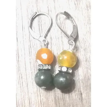 Náušnice Jadeitové naušnice s achátem a chir. ocelí