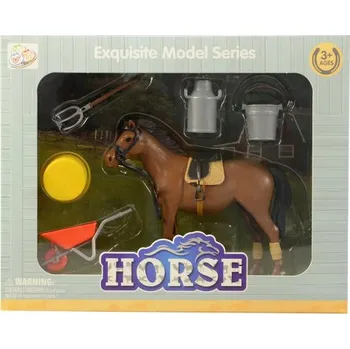Made Hnědý kůň s příslušenstvím, 16cm