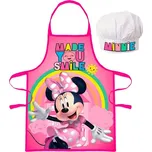 Dívčí zástěra s kuchařskou čepicí Minnie s duhou