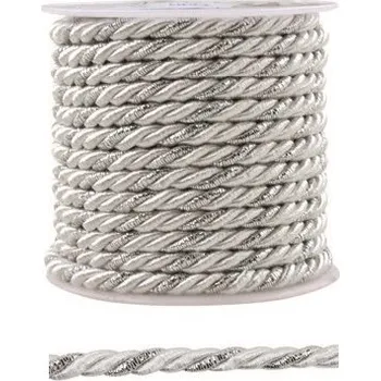 Vánoční dekorace Dekorační provázek stříbrný, 5 m 2089