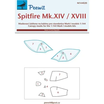 Plastikový model Peewit 1/144 Canopy mask Spitfire Mk.XIV/XVIII (MARK 1 M)