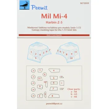 Plastikový model Peewit 1/72 Canopy mask Mil Mi-4 / Harbin Z-5 (SMER)