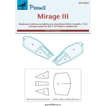 Plastikový model Peewit 1/144 Canopy mask Mirage III (MARK 1 MODEL)