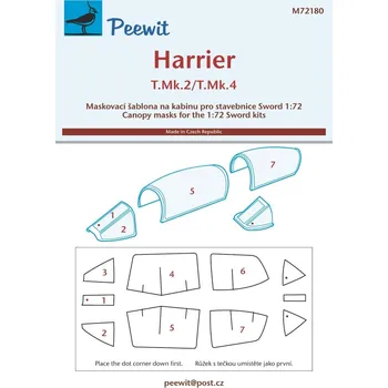 Plastikový model Peewit 1/72 Canopy mask Harrier T.Mk.2/Mk.4 (SWORD)