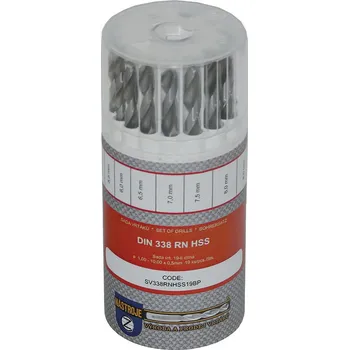 Vrták NÁSTROJE CZ Sada vrtáků 19-dílná 1,00-10,00x0,5mm DIN338RNHSS Lesklá, kulatý obal