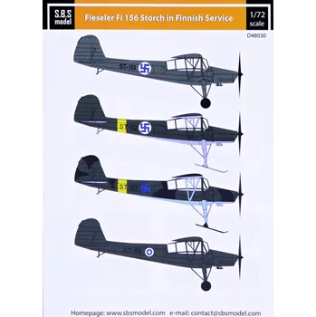 Plastikový model S.B.S model 1/48 Decal Fiesler Fi 156 Storch (Finnish Service)