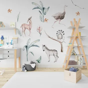 Samolepící dekorace Elisdesign zvířata ze savany v sadě nálepek