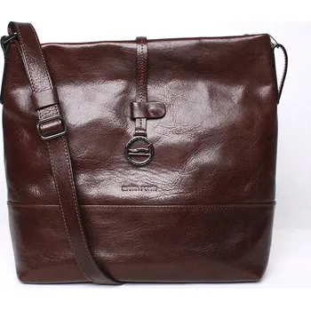 Kabelka Luxusní dámská kabelka na rameno Marta Ponti no. 108 tmavěhnědá | KabelkyproVas.cz