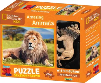 Puzzle Prime 3D Africký lev 100 dílků + figurka
