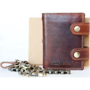 Peněženka Motorkářská kožená RFID (s ochranou Vašich dat na kartách) peněženka Bull-Burry s 50 cm dlouhým kovovým řetězem a