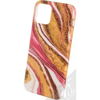 Pouzdro na mobilní telefon 1Mcz Trendy Mramor TPU ochranný kryt pro Apple iPhone 12, iPhone 12 Pro zlatá růžová (gold pink)