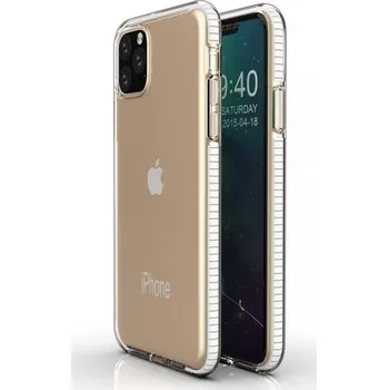 Pouzdro na mobilní telefon Transparentní kryt s barevným rámem z měkkého plastu pro iPhone 11 Pro - bílý