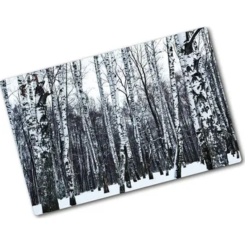 Kuchyňské prkénko Kuchyňská deska velká skleněná Břízy zimou