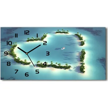 Hodiny Skleněné hodiny na stěnu Ostrovy tvar srdce