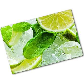 Kuchyňské prkénko Deska na krájení chleba skleněná Limetka s ledem