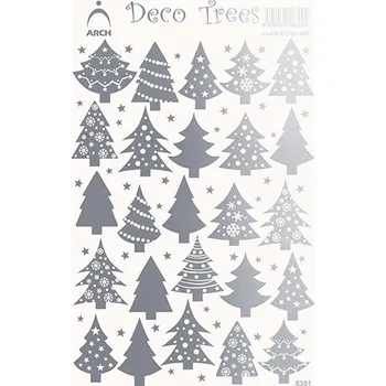 samolepka ŠKOLNÍ MINISAMOLEPKY STŘÍBRNÉ DEKORAČNÍ STROMEČKY 12x17cm