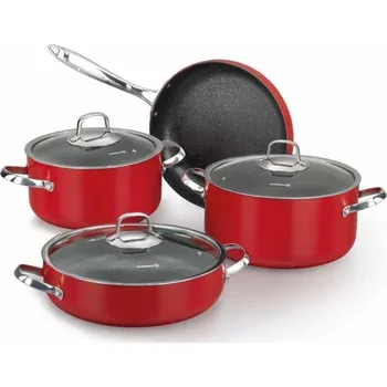 Korkmaz Zeta granitové hrnce sada 4 ks červená Hrnec Korkmaz Zeta granitové hrnce sada 4 ks červená