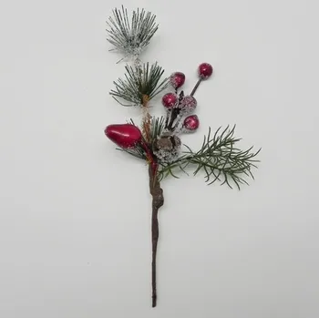 umělá květina Jeřabina větvička zasněžená umělá červená (W315560/RW)