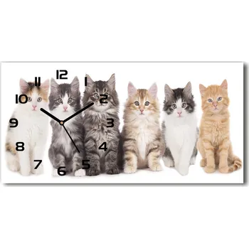 Hodiny Moderní skleněné hodiny na stěnu Šest koček