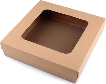 Dárková krabička Stoklasa 4 ks přírodní dárková krabice s průhledem hnědá