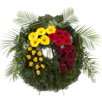 Věnec Smuteční věnec Fantasie žluté a rudé růže