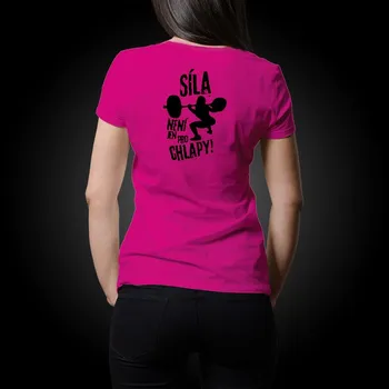 Dámské tričko Fitness tričko do posilovny Gymtime dámské - SÍLA NENÍ JEN PRO CHLAPY Velikost: XS, Barva: Růžová