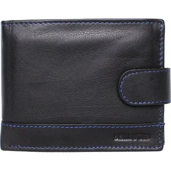 Peněženka Černá kožená peněženka BELLUGIO (37R-032) s modrým prošitím + RFID
