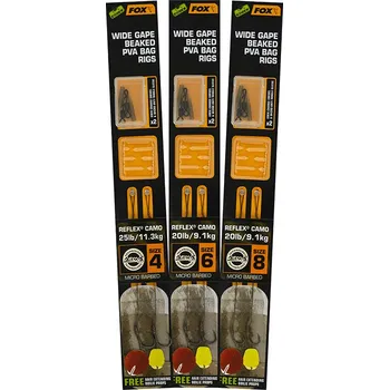 FOX EDGES WIDE GAPE BEAKED PVA BAG RIGS Varianta:: 20lb Size 8 Brown & Green