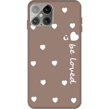 Pouzdro na mobilní telefon Měkký kryt se srdíčky pro iPhone 12 / 12 Pro - hnědý