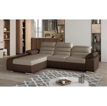 Sedací souprava Rozkládací rohová sedačka KORFU L béžová / hnědá