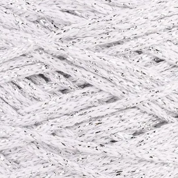 Příze Příze Stenli Macrame Cotton bílá-stříbro (Příze Stenli Macrame Cotton bílá-stříbro)