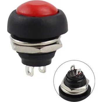 vypínač Kulatý tlačítkový spínač PBS-33B 12mm červený (250V/1.5A)