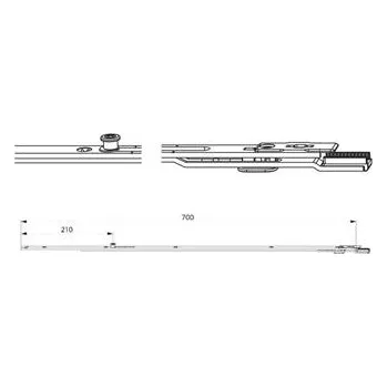 Dveřní kování MACO ukončení zámku bez výsuvného trnu, 700x16 mm, ocel pozink (57826)