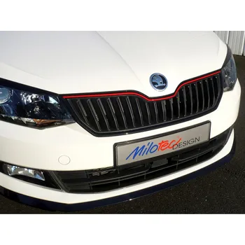 Tuning Racing lišta na přední masku, Škoda Fabia III - červená, 2014-2018 (52.3 505 09)