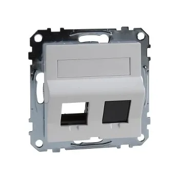 vypínač a zásuvka SCHN MTN4568-0325 Merten - Centrální deska pro datovou zásuvku 2xRJ45 keystone šikmá s popisovým pol