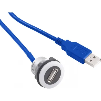 Elektrická zásuvka TRU COMPONENTS USB-12-BK Vestavná USB zásuvka zásuvka, vestavná Zásuvka USB A ⇔ zástrčka USB A, s 60cm kabel Množství: 1 ks