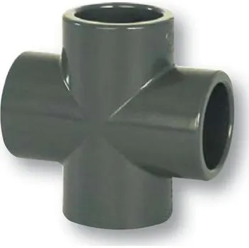 PVC tvarovka - kříž 50 mm, DN=50 mm, d=61 mm, lepení / lepení