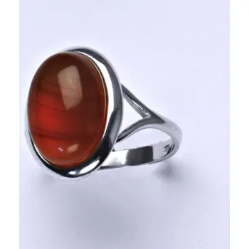 Prsten Stříbrný prsten, přírodní karneol - T 1454 m (karneol 14x10 mm)