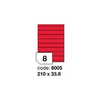 Samolepící etiketa Červené fluo etikety Rayfilm R0132.8005F, 210x33,8 mm, 1.000 listů A4, 8000 etiket
