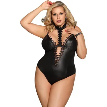 Dámská erotická souprava Sexy body s imitací kůže L-4XL Velikost: XL/2XL