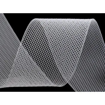 Modistická krinolína na vyztužení šatů a výrobu fascinátorů šíře 5 cm, barva 1 (CC01) bílá