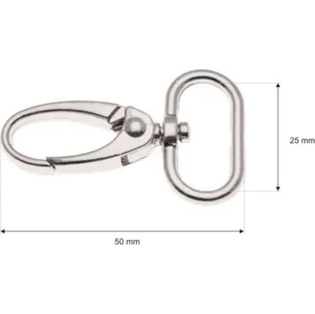 Kovová karabina průvlek 25 mm BREX, barva Nikl lesklý
