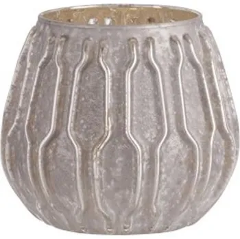 Svícen Stříbrný skleněný svícen s patinou - Ø 10*10cm