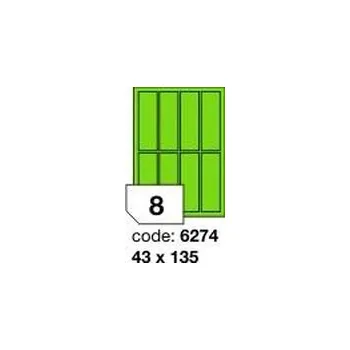 Samolepící etiketa Zelené fluo etikety Rayfilm R0130.6274F, 43x135 mm, 1.000 listů A4, 8000 etiket