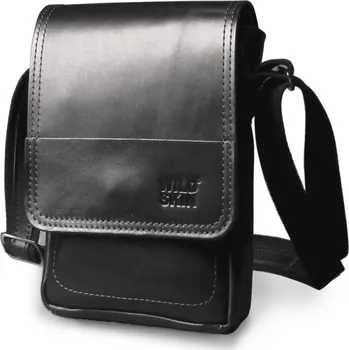 Kožená taška přes rameno CITY Black černá lesklá