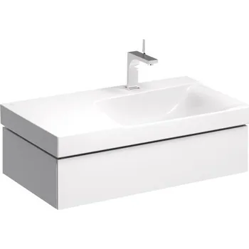 Koupelnový nábytek Geberit Xeno2 skříňka pod umyvadlo s odkládací plochou, se zásuvkou pro naplnění 88x46,2x22 cm, výřez vpravo, lakovaná s vysokým leskem, bílá (500.514.01.1)