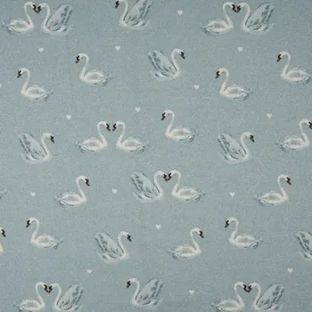 Teplákovina nepočesaná světle modrá, labutě, š.140