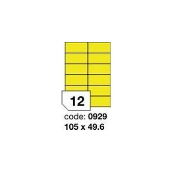 Samolepící etiketa Žluté fluo etikety Rayfilm R0131.0929F, 105x49,6 mm, 1.000 listů A4, 12000 etiket