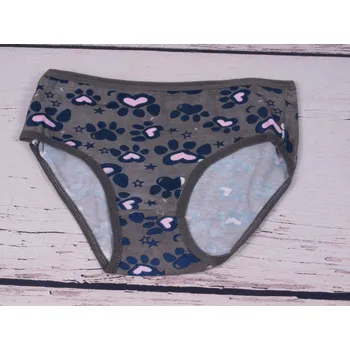 Dívčí spodní prádlo Dívčí kalhotky aura.via šedé s růžovými srdíčky velikost oblečení - děti: 128/140